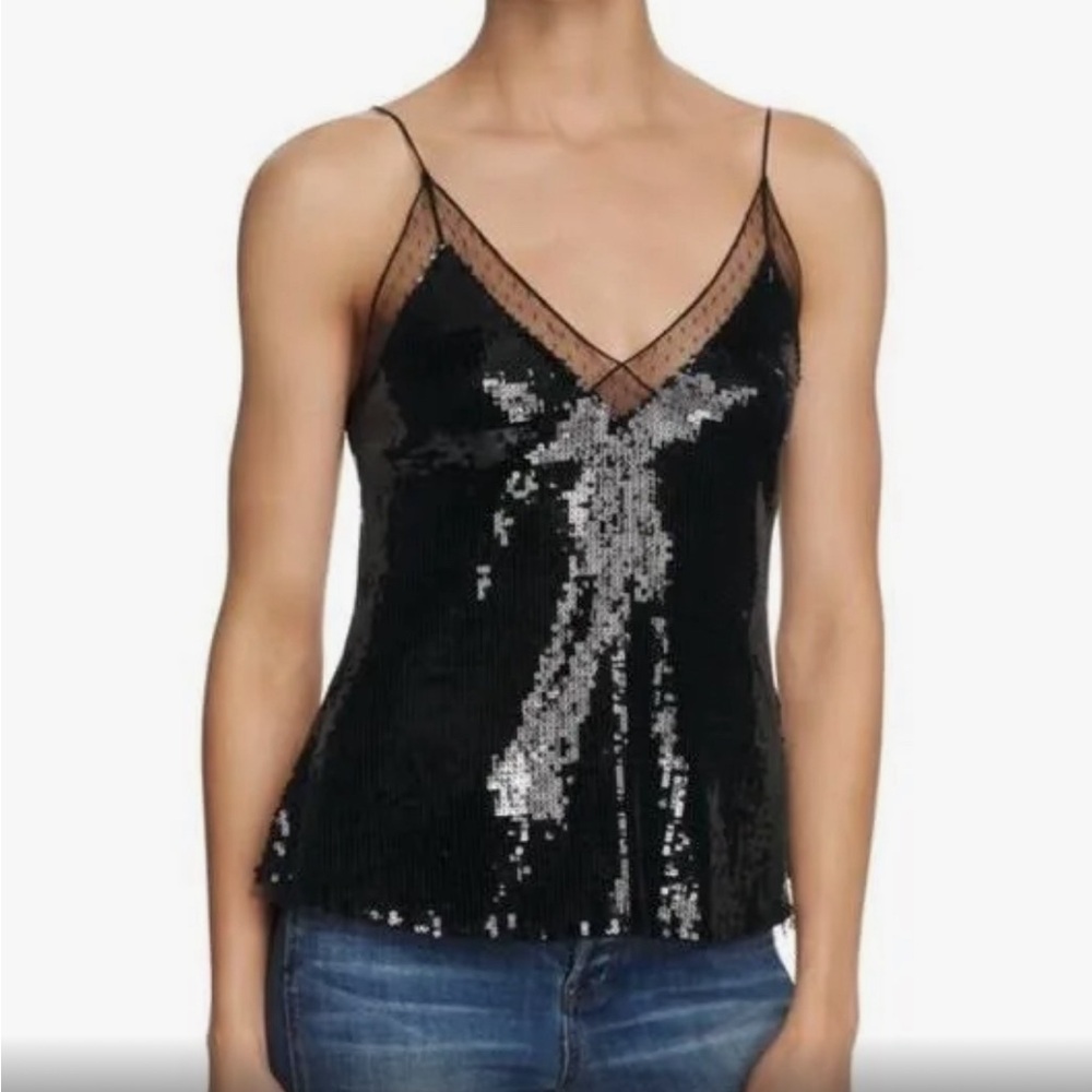 Free people intimately black sequin top XS NWOT